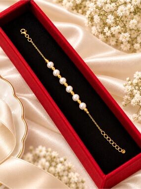 21K Gold & Pearl Bracelet – Brand New